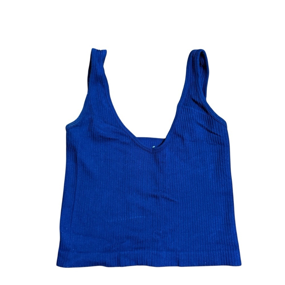 Free People Intimately Blue Ribbed Crop Tank Top Size S